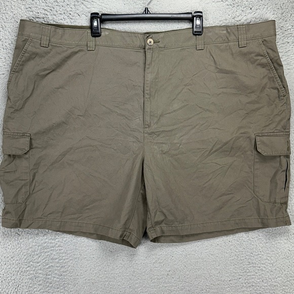 Harbor Bay Mens Cargo Shorts 56R Big Olive Green Comfort Waistband Pocket Cotton